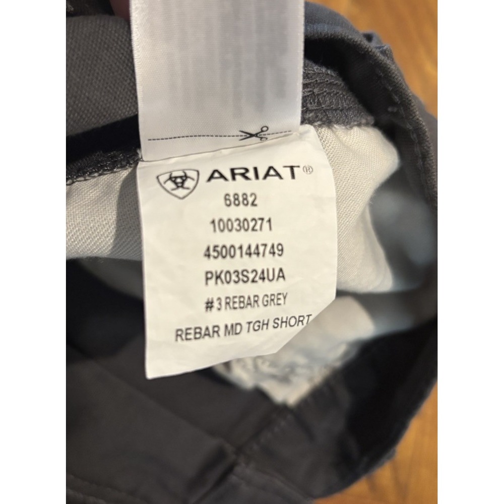 Ariat Rebar M4 Relaxed Mens 35 Grey Canvas Work Utility Cargo Shorts Gray EUC - Picture 8 of 8